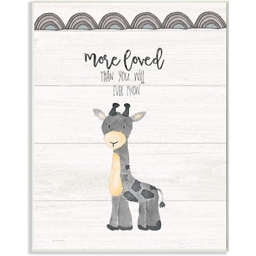 Stupell Industries More Loved Giraffe Cartoon Family Wall Plaque, 11 x 14, Design by Artist Jo Moulton