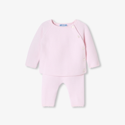 Baby girl garter stitch knit set