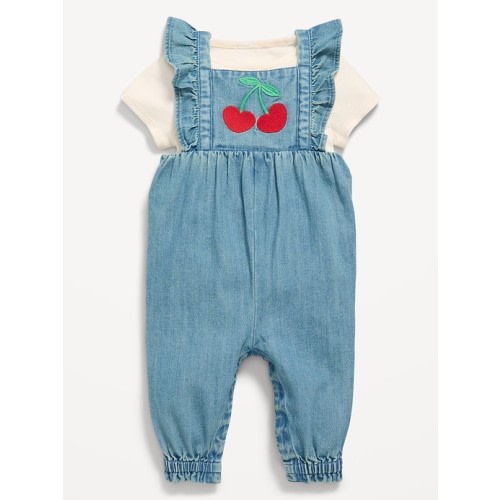 Short-Sleeve Ribbed T-Shirt and Chambray Jumpsuit Set for Baby | Old Navy