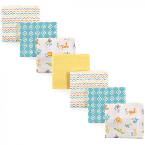 Luvable Friends 7-Pack Baby Cotton Flannel Receiving Blankets, Abc, One Size Set