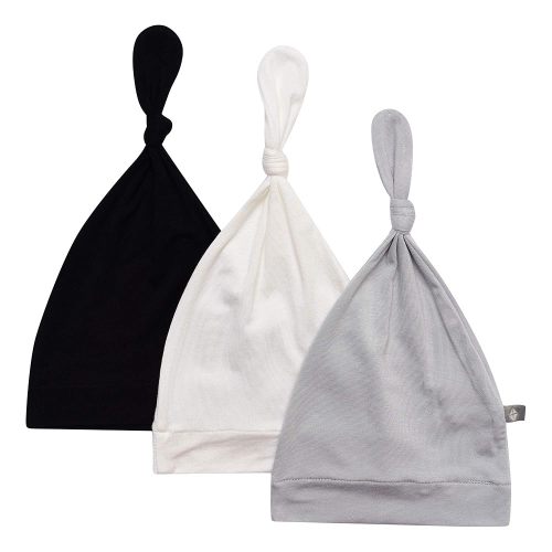 KYTE BABY Rayon Made from Bamboo Baby Beanie Hats - Super Soft Knotted Caps Available in Pattern and Solid Colors - 3 Pack