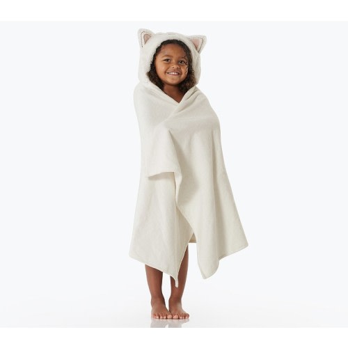 Faux-Fur Kitty Kid Hooded Towel