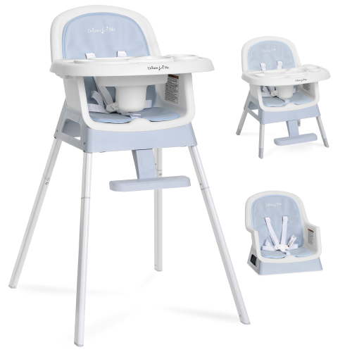 Dream On Me Lightweight & Convertible Curio Sit N Seek High Chair, Sky Blue