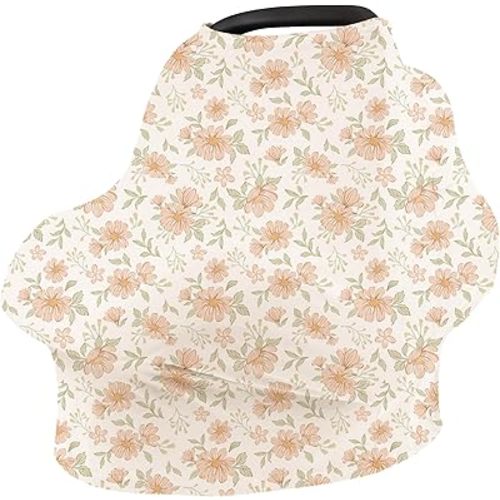 Konssy Baby Car Seat Covers- Multi-use Carseat Canopy for Babies, Stretchy Infant Carseat Cover Boy, Shower Gifts for Unisex Boys and Girls