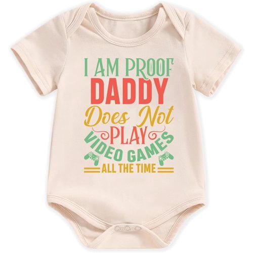 hrcfbk Newborn Infant Baby Boy Girl Bodysuit Short Sleeve Funny Daddy Mommy Letters Print Romper