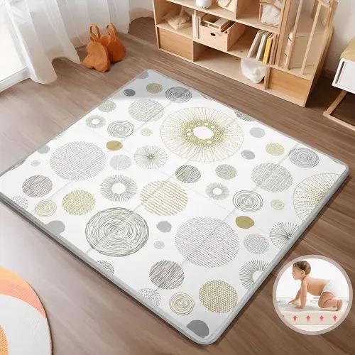 Foldable Baby Play Mat, PIGLOG 0.6“ Thick Waterproof Playmats for Babies and Toddlers Kids, Safe Foam Playmat for Tummy Time, 50“x50” Playpen Mat, Reversible Portable Baby Floor Mat for Infant, Circle