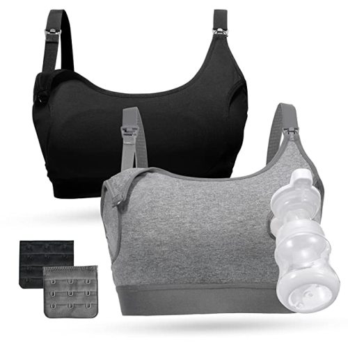 Momcozy Pumping Bra Hands Free 2 Pack Comfortable All Day Wear Pumping and Nursing Bra in One