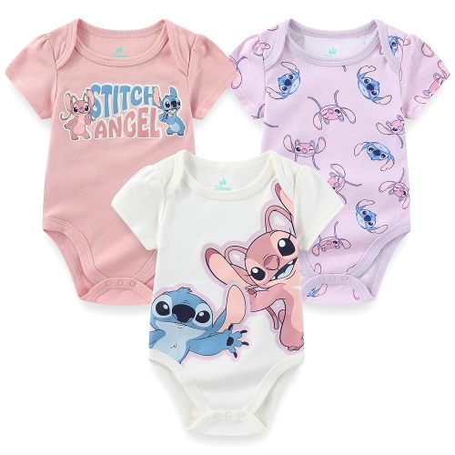 Disney Minnie Mouse Winnie the Pooh Lilo & Stitch Nightmare Before Christmas Girls 3 Pack Bodysuit for Newborn and Infants