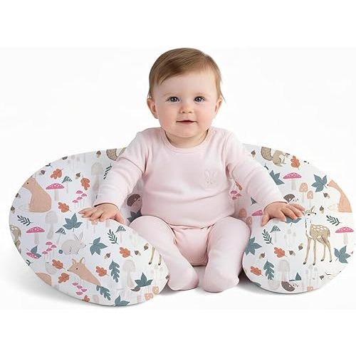 Little Grape Land Nursing Pillow for Breastfeeding, Soft and Supportive Breastfeeding Pillow for Mom and Baby, Cute Feeding Pillow with Removable Cover for 0–12 Months(Forest Friends)