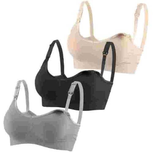 Almusen Womens Maternity Nursing Bra for Breastfeeding Comfortable Pregnant Sleep Bralette Pack of 3
