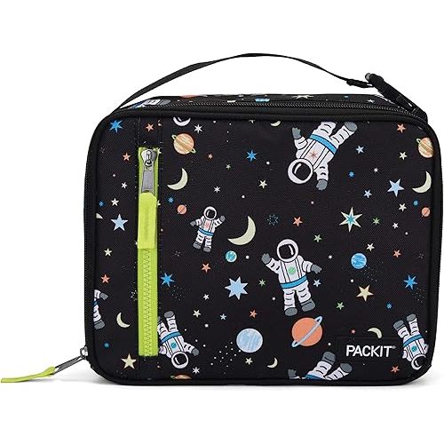 PackIt Freezable Classic Lunch Box, Spaceman, Built with EcoFreeze Technology, Collapsible, Reusable, Zip Closure With Zip Front Pocket and Buckle Handle, Perfect for School Lunches