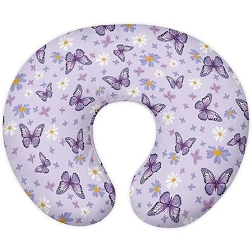 Butterfly Daisy Printed Nursing Pillow Cover for Infant, Soft Breathable Nursery Bottle Breast Feeding Pillow Slipcover for Breastfeeding Moms, Fits 22in*18in Pillow