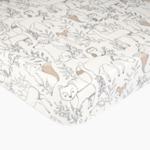 Crane Baby Cotton Sateen Crib Fitted Sheet - Ezra Woodland