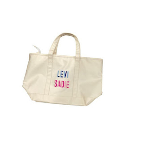 Large canvas tote with 3 names