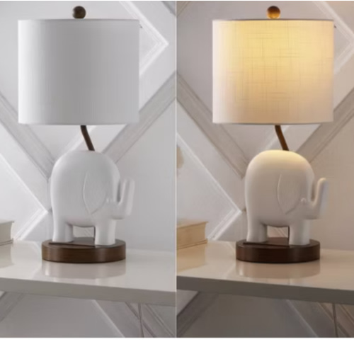 20.25" Ellie Bohemian Iron/Resin Elephant Kids' Table Lamp (Includes LED Light Bulb) with USB Charging Port - JONATHAN Y