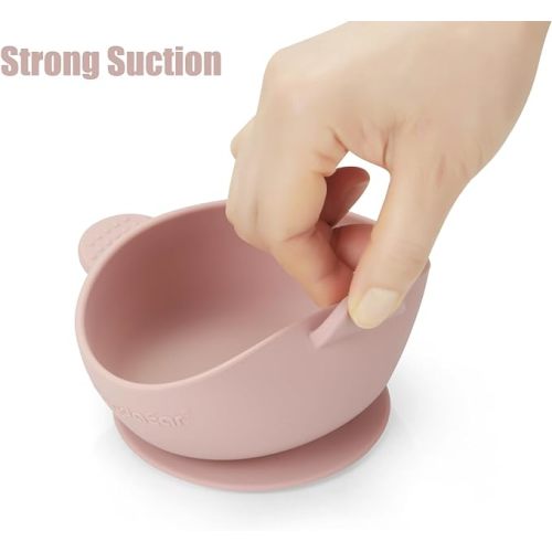 PandaEar 3 Pack Baby Bowls with Suction| Stay Put Silicone Food Bowl for Babies Kids Toddlers Infants| Food Grade Soft Safe BPA-Free Silicone (Pink)