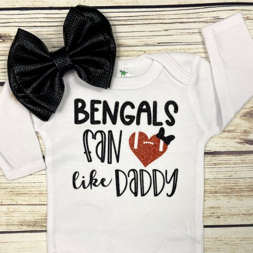 Bengals Fan Like Daddy Football Bodysuit Outfit For Baby Girl