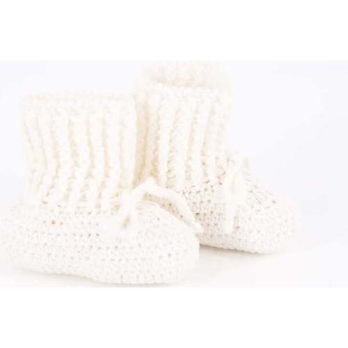 Knit Baby Booties, Ivory - Dondolo | Maisonette