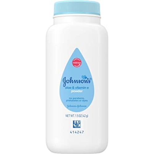 Johnson's Baby Naturally Derived Cornstarch Baby Powder with Aloe and Vitamin E for Delicate Skin, Hypoallergenic and Free of Parabens, Phthalates, and Dyes for Gentle Baby Skin Care, 1.5 oz