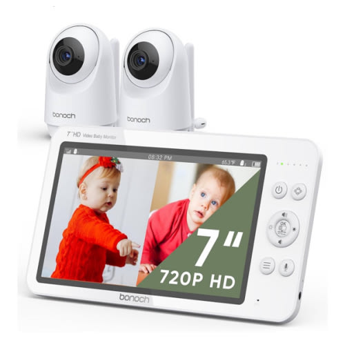 Amazon.com: bonoch MegaView Baby Monitor with 2 Cameras, 7" 720P HD Split Screen Baby Monitor No WiFi, Video Monitor with Camera and Audio, 6000mAh, VOX Mode, 2 Way Audio, Remote PTZ, Night Vision, White Noise : Baby