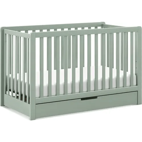 DaVinci Carter's Colby 4-in-1 Convertible Crib with Trundle Drawer in Light Sage, Greenguard Gold Certified, Undercrib Storage