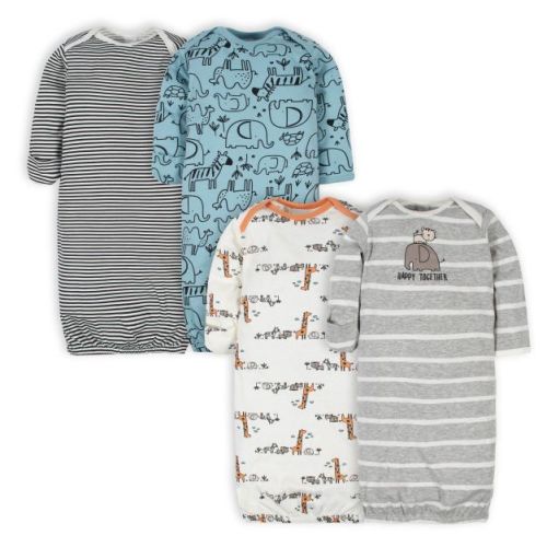 Gerber Baby Boys' Long Sleeve Gowns with Mitten Cuffs - 4-Pack
