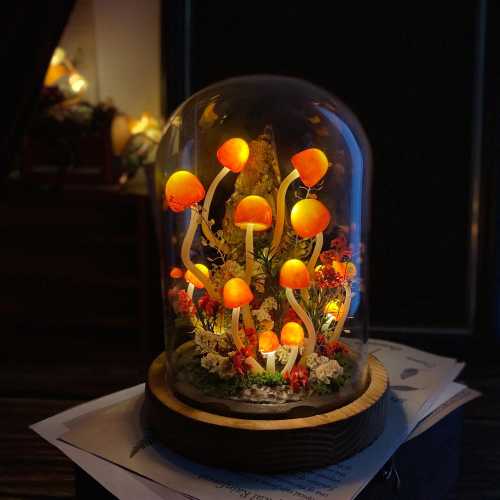 Enchanted Mushroom Forest Night Light, Handmade Glowing Mushrooms Lamp for Bedroom, Kids Room, Living Room, Magical Home Decor Creative Gift