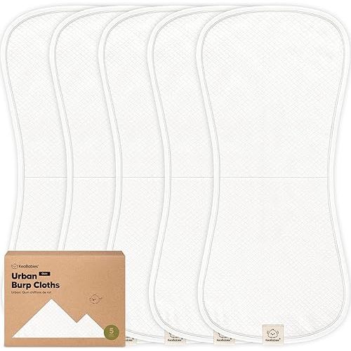 KeaBabies 5-Pack Organic Burp Cloths Baby Girl, Boy - Extra Large, Absorbent Baby Burp Cloths,Soft Burping Cloths for Babies,Newborn Burp Clothes,Cotton Burp Rags,Neutral Thick Burp Cloth (Soft White)