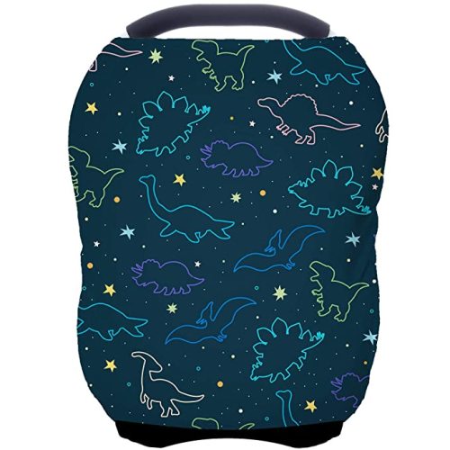 Car Seat Covers Canopy Cover - Multi-use Cover Carseat Canopy, Breathable Breastfeeding Cover, Car Seat Covers for Bbies, Boys & Girls Shower Gifts (Dark Blue Dinosaur) - dark blue dinosaur