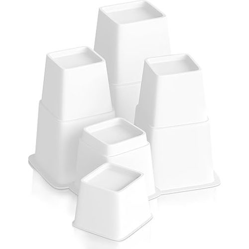 Utopia Bedding Adjustable Bed Furniture Risers - Elevation in Heights 3, 5 or 8 Inch Heavy Duty Risers for Beds and Under Bed Storage - Supports up to 1,300 lbs - (Set of 4 Riser, White)
