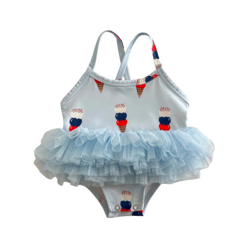 Blue Ice Cream / Ariel Tutu Swimsuit / UPF 50+