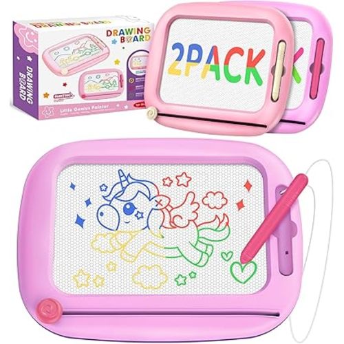 Toddler Toys for 1-3 Year Old Girls, 2 Pack Magnetic Drawing Board, Learning & Educational Magna Doodle Pad for Toddler, Christmas Birthday Gift for 1 2 3 Year Old Baby Kids