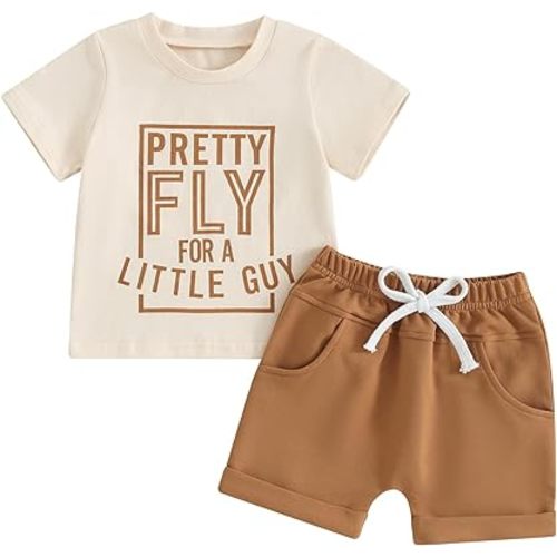 Toddler Baby Boy Summer Outfit Short Sleeve Letter Print T Shirt Top and Casual Shorts Set Cute Infant Newborn Clothes