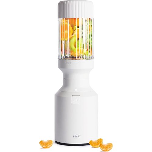 The Beast Mini Blender | Mini Countertop Kitchen Blender | Blend Smoothies and Shakes, Dressings, Sauces, Dips | Straw Cap and Straws Included | 600W (Cloud White)
