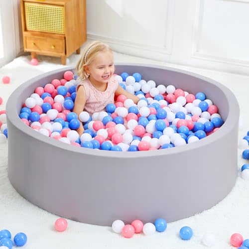Wilwolfer Foam Baby Ball Pit for Toddlers: 47 x 14.5 inch Extra Large Kids Ball Pit, Indoor Outdoor Baby Playpen, Kids Soft Play Toys, Birthday Gift for Baby Girl Boy - Balls Not Included