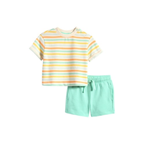 Print Cotton T-Shirt & Shorts Set