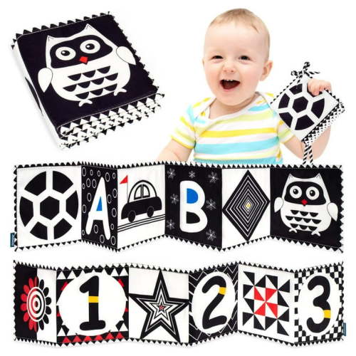 Black and White Baby Toys 0-3 Months, Black and White High Contrast Sensory Baby Toys Baby Soft Book for Early Education, Infant Tummy Time Toys, Tear Not Rotten Paper Newborn Toys