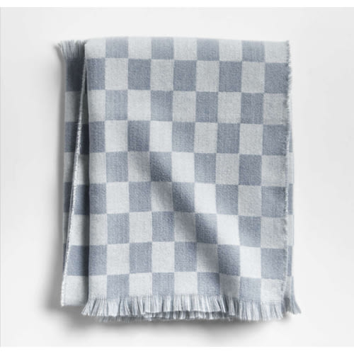 Cloudy Blue Checkmate Baby Stroller Blanket by Leanne Ford