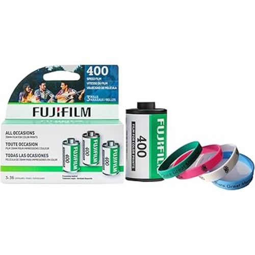 Fujifilm 400 Colour Negative 35mm 36 Exposures Film (3 Rolls) Plus a Bonus Silicone Wristband
