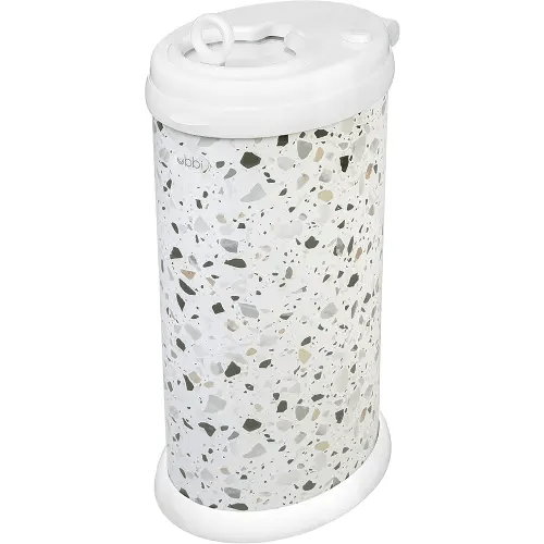 Ubbi Steel Diaper Pail, Odor Locking, No Special Bag Required, Award-Winning, Registry Must-Have, Terrazzo