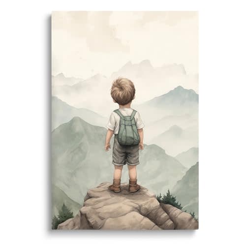 SKYSUKEY Baby Boy Nursery Wall Decor, Boy Adventure Toddler Room Decor, Adventure Nursery Decor, Watercolor Mountain Wall Art Nursery Decor, Nature Nursery Decor, Woodland Nursery Decor, Baby Room