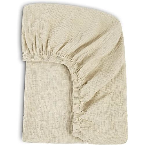 Ultra Soft Muslin Crib Sheets for Baby, Premium Breathable Organic Cotton Crib Fitted Sheet for 52’’x28’’Standard Crib and Toddler Mattress,Brown