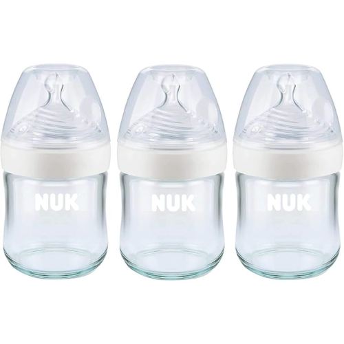 NUK Simply Natural Glass Baby Bottles, 4 oz, 3 Pack