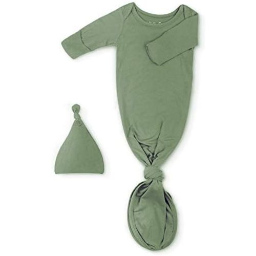 Newborn Baby Knotted Gown, Super Soft Silky Infant Long Sleeve Sleeper for Baby Girl and Boy Sleeping Bag with Hat