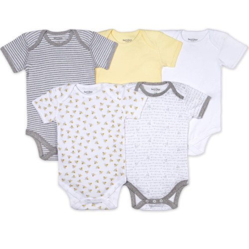 Burt's Bees Baby Unisex Baby Bodysuits, 5-pack Short & Long Sleeve One-pieces, 100% Organic Cotton Bodysuit