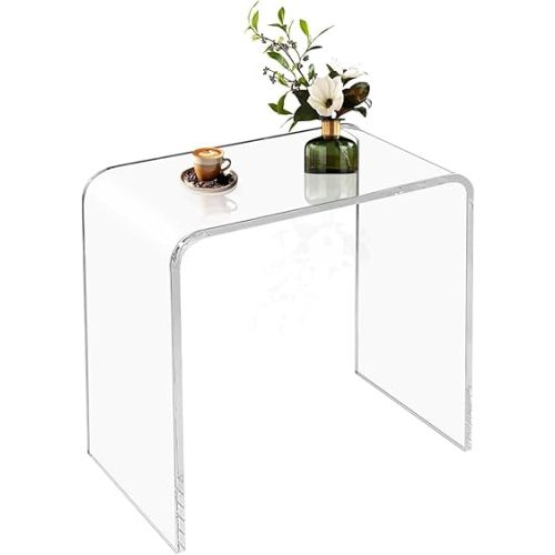 Premium Acrylic Shower Bench, 21" L x 12" W x 21" H x 0.6" Thick Clear Acrylic Shower Stool, 700lbs Weight Capacity Modern Shower Chair Bath Seat