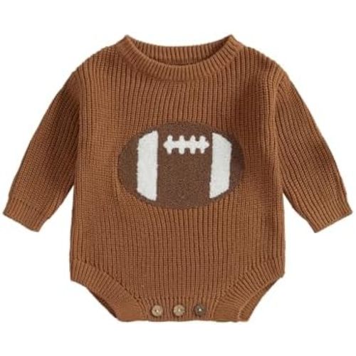 Baby Boy Girl Knit Romper Sweaters Rugby Bubble Sweatshirt Infant Boy Fall Football Outfit