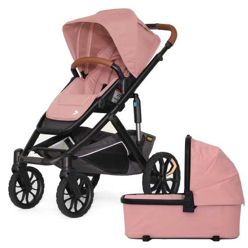 Veer Switch&Roll Luxe Single-to-Double Stroller with Leather Kit + Bassinet Bundle - Rose Quartz