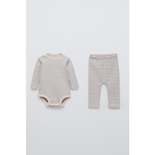 STRIPED BODYSUIT AND LEGGINGS PACK - Light gray | ZARA United States