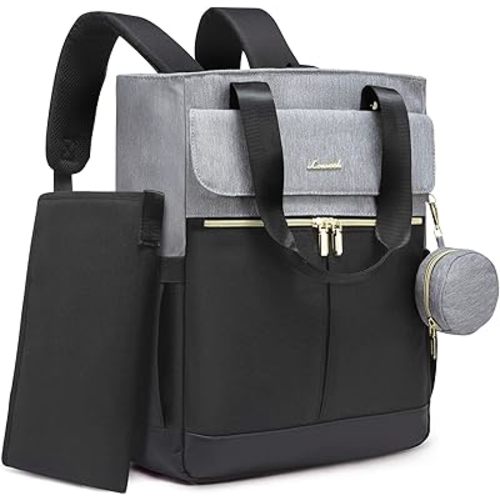 LOVEVOOK Diaper Bag Backpack,Diaper Bag Tote with Insulated Pockets,Baby Bag for Girl Boy with Changing Pad,Large Baby Diaper Bag with Pacifier Case,Anti-Theft Travel Backpack for Women,Black-Gray